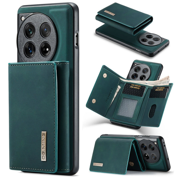 For OnePlus 12 DG.MING M1 Series 3-Fold Multi Card Wallet + Magnetic Phone Case(Green)