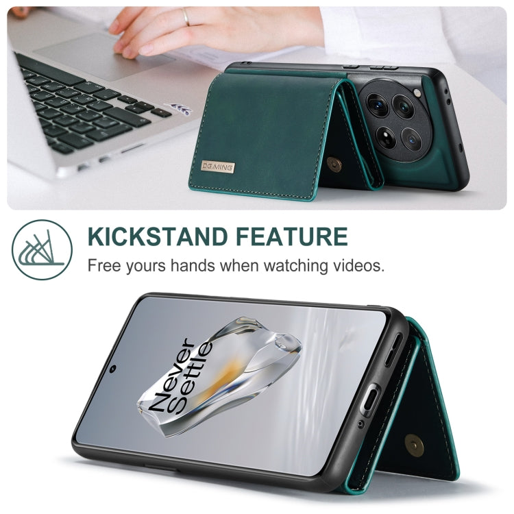 For OnePlus 12 DG.MING M1 Series 3-Fold Multi Card Wallet + Magnetic Phone Case(Green)