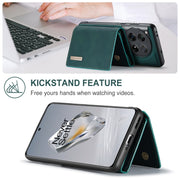 For OnePlus 12 DG.MING M1 Series 3-Fold Multi Card Wallet + Magnetic Phone Case(Green)