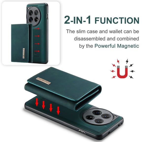 For OnePlus 12 DG.MING M1 Series 3-Fold Multi Card Wallet + Magnetic Phone Case(Green)