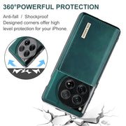 For OnePlus 12 DG.MING M1 Series 3-Fold Multi Card Wallet + Magnetic Phone Case(Green)