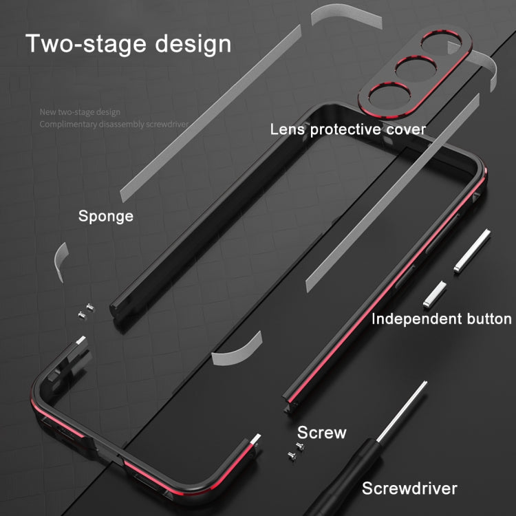 For Samsung Galaxy S23 FE 5G Aurora Series Lens Protector + Metal Frame Phone Case(Black Silver)