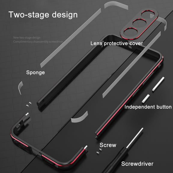 For Samsung Galaxy S23 FE 5G Aurora Series Lens Protector + Metal Frame Phone Case(Black Silver)
