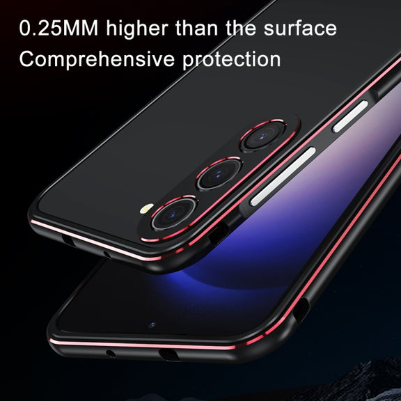 For Samsung Galaxy S23 FE 5G Aurora Series Lens Protector + Metal Frame Phone Case(Black Silver)