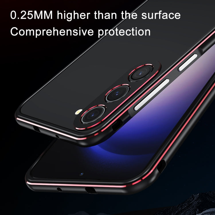For Samsung Galaxy S23 FE 5G Aurora Series Lens Protector + Metal Frame Phone Case(Black Silver)
