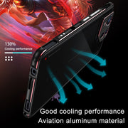 For ASUS ROG Phone 8 Lens Protector + Metal Frame Phone Case(Black Blue)