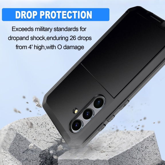 For Samsung Galaxy S24+ 5G Shockproof Life Water-resistant Silicone + Zinc Alloy Phone Case(Black)