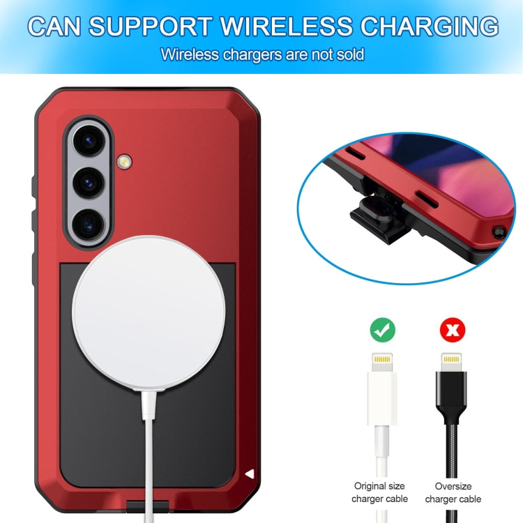 For Samsung Galaxy S24+ 5G Shockproof Life Water-resistant Silicone + Zinc Alloy Phone Case(Red)
