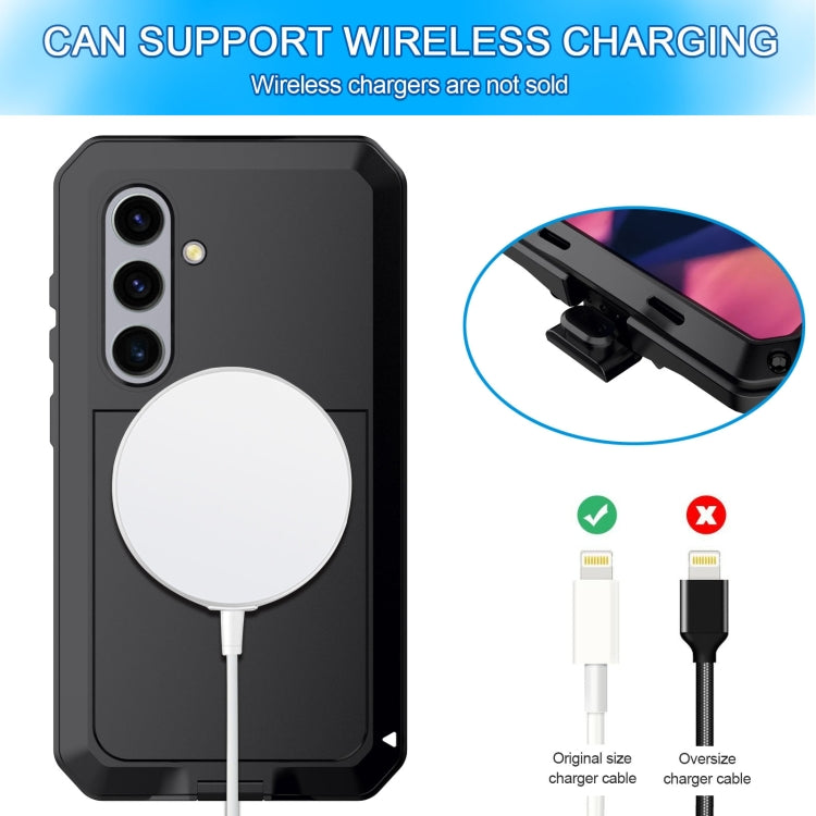 For Samsung Galaxy S24 5G Shockproof Life Water-resistant Silicone + Zinc Alloy Phone Case(Black)