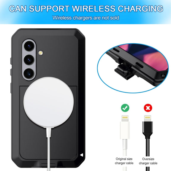For Samsung Galaxy S24 5G Shockproof Life Water-resistant Silicone + Zinc Alloy Phone Case(Black)