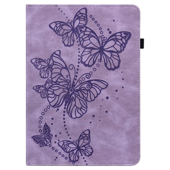 For Lenovo Tab M11 / Xiaoxin Pad 11 2024 Embossed Butterfly Pattern Leather Tablet Case(Purple)