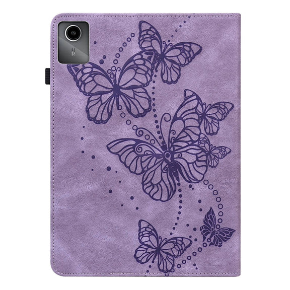 For Lenovo Tab M11 / Xiaoxin Pad 11 2024 Embossed Butterfly Pattern Leather Tablet Case(Purple)