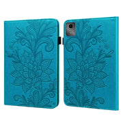 For Lenovo Tab M11 / Xiaoxin Pad 11 2024 Lace Flower Embossing Pattern Leather Tablet Case(Blue)