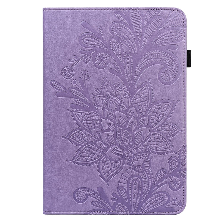 For Lenovo Tab M11 / Xiaoxin Pad 11 2024 Lace Flower Embossing Pattern Leather Tablet Case(Purple)