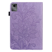 For Lenovo Tab M11 / Xiaoxin Pad 11 2024 Lace Flower Embossing Pattern Leather Tablet Case(Purple)