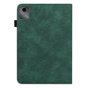 For Lenovo Tab M11 / Xiaoxin Pad 11 2024 Lace Flower Embossing Pattern Leather Tablet Case(Green)