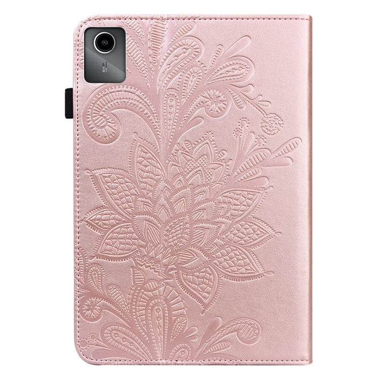 For Lenovo Tab M11 / Xiaoxin Pad 11 2024 Lace Flower Embossing Pattern Leather Tablet Case(Gold)