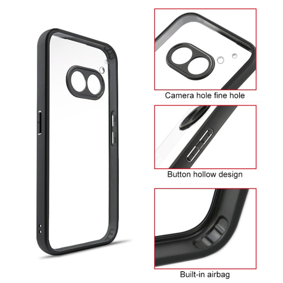 For Nothing Phone 2a Frosted TPU Hybrid Transparent PC Phone Case(Black)