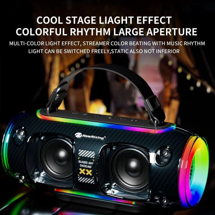 New Rixing NR8806 Portable Outdoor Wireless Bluetooth Speaker RGB Colorful Subwoofer, Style:Single Mic(Blue)