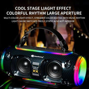 New Rixing NR8806 Portable Outdoor Wireless Bluetooth Speaker RGB Colorful Subwoofer, Style:Single Mic(Blue)