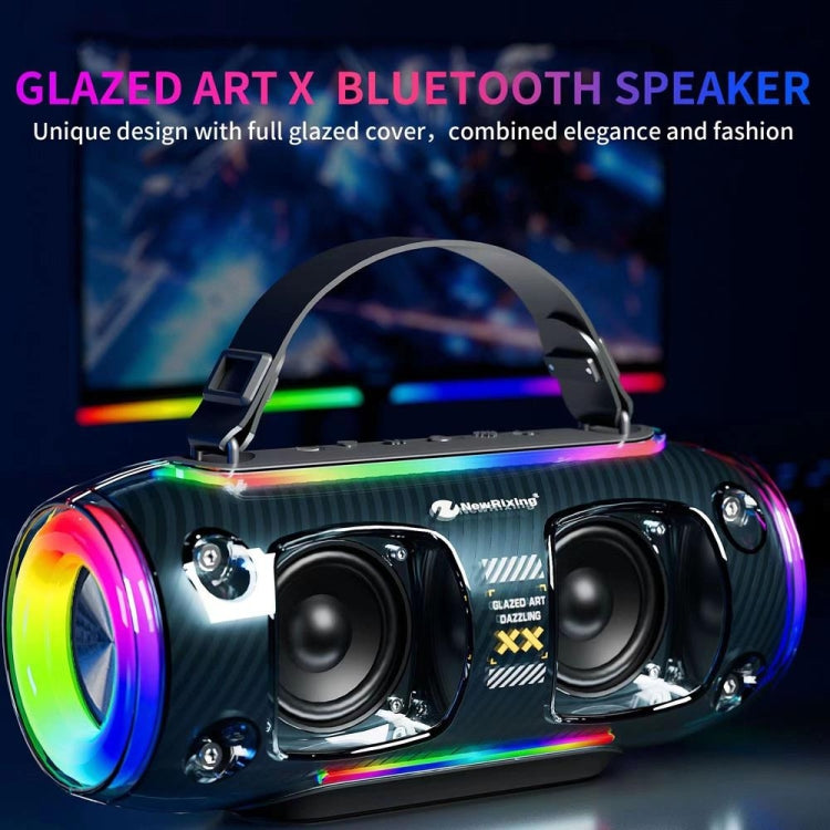 New Rixing NR8806 Portable Outdoor Wireless Bluetooth Speaker RGB Colorful Subwoofer, Style:Without Mic(Black)