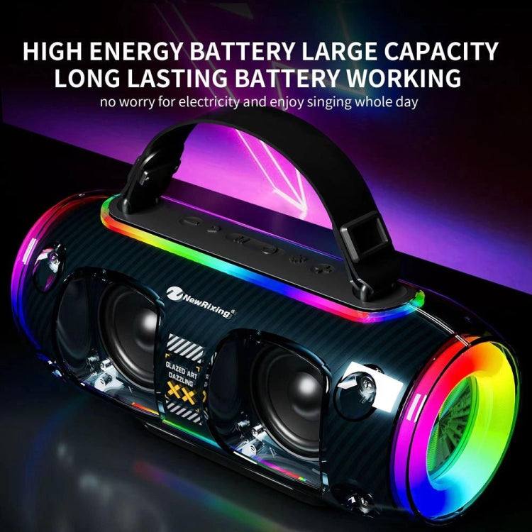 New Rixing NR8806 Portable Outdoor Wireless Bluetooth Speaker RGB Colorful Subwoofer, Style:Single Mic(Black)
