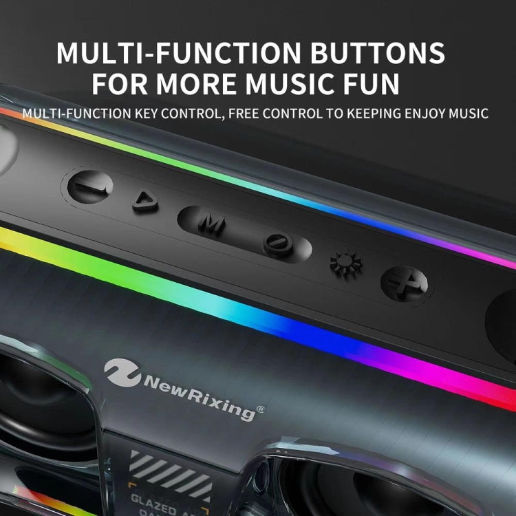 New Rixing NR8806 Portable Outdoor Wireless Bluetooth Speaker RGB Colorful Subwoofer, Style:Without Mic(Black)