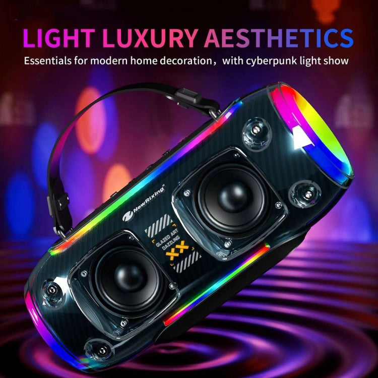 New Rixing NR8806 Portable Outdoor Wireless Bluetooth Speaker RGB Colorful Subwoofer, Style:Without Mic(Black)
