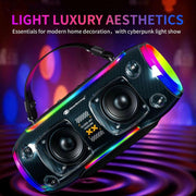 New Rixing NR8806 Portable Outdoor Wireless Bluetooth Speaker RGB Colorful Subwoofer, Style:Without Mic(Black)
