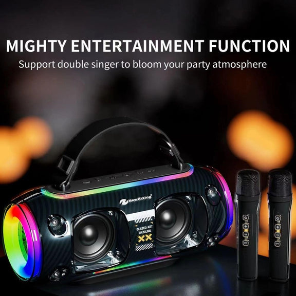 New Rixing NR8806 Portable Outdoor Wireless Bluetooth Speaker RGB Colorful Subwoofer, Style:Without Mic(Black)