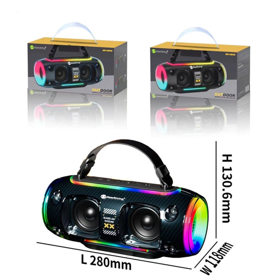 New Rixing NR8806 Portable Outdoor Wireless Bluetooth Speaker RGB Colorful Subwoofer, Style:Dual Mic(Blue)