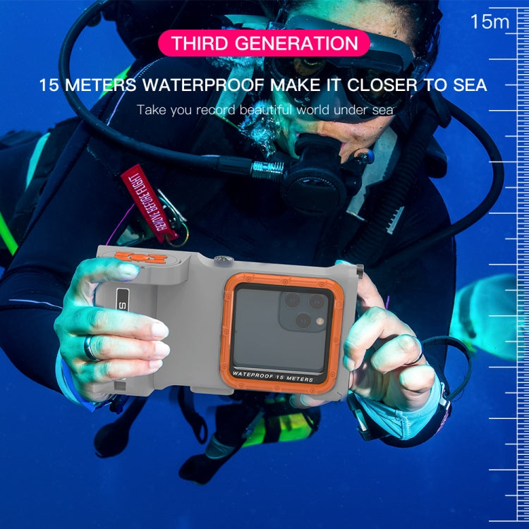 Diving Shell Gen3 Bluetooth Water-resistant Phone Case(Grey Orange)