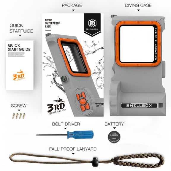 Diving Shell Gen3 Bluetooth Water-resistant Phone Case(Grey Orange)