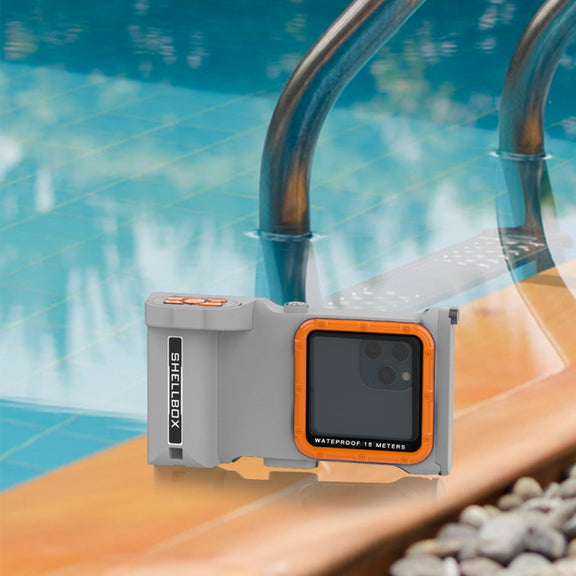 Diving Shell Gen3 Bluetooth Water-resistant Phone Case(Grey Orange)