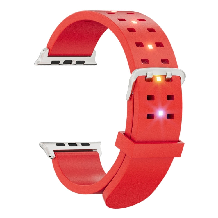 For Apple Watch SE 2023 44mm Luminous Colorful Light Silicone Watch Band(Red)