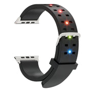 For Apple Watch 38mm Luminous Colorful Light Silicone Watch Band(Black)