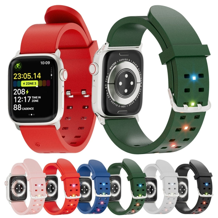 For Apple Watch Series 2 42mm Luminous Colorful Light Silicone Watch Band(Light Grey)