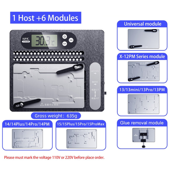 i2C T18 LCD Display PCB Motherboard Layered Desoldering Station For iPhone X-15 Pro Max with Glue Removal Module, US Plug