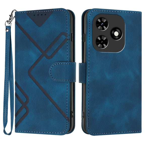 For Tecno Spark Go 2024 Line Pattern Skin Feel Leather Phone Case(Royal Blue)