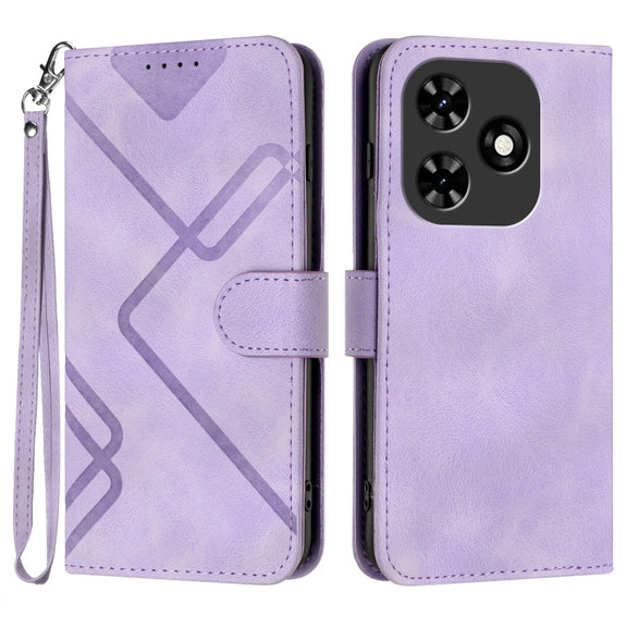 For Tecno Spark Go 2024 Line Pattern Skin Feel Leather Phone Case(Light Purple)