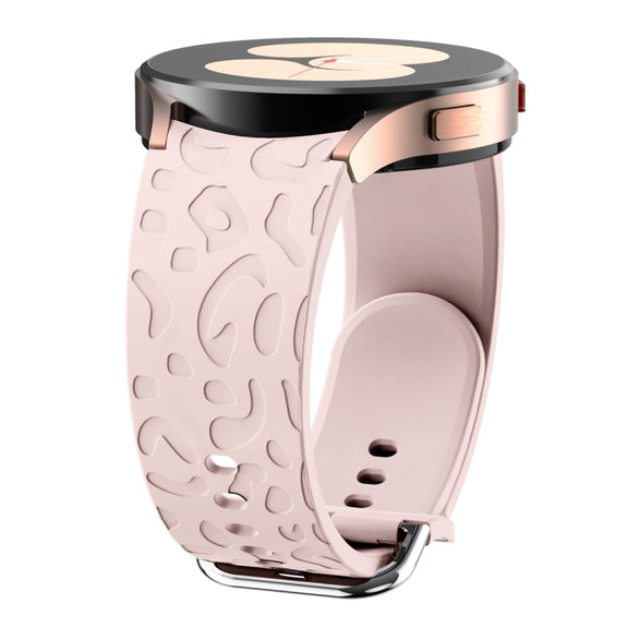 For Samsung Galaxy Watch 6 Leopard Print Embossed Silicone Watch Band(Pink)