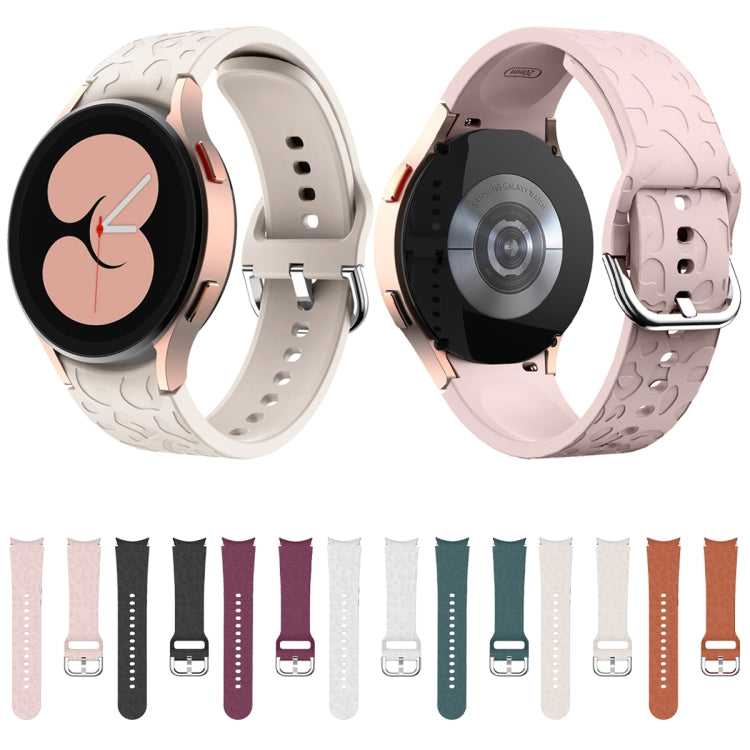 For Samsung Galaxy Watch 6 Leopard Print Embossed Silicone Watch Band(Pink)