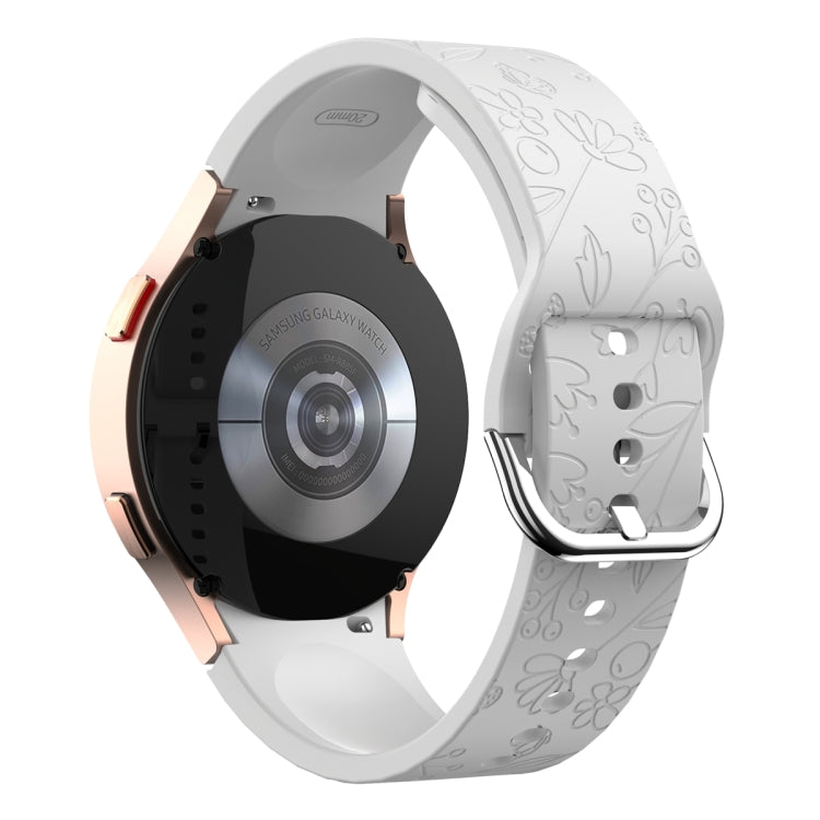 For Samsung Galaxy Watch 6 Butterfly Flower Embossed Silicone Watch Band(Light Grey)