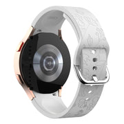For Samsung Galaxy Watch 6 Butterfly Flower Embossed Silicone Watch Band(Light Grey)