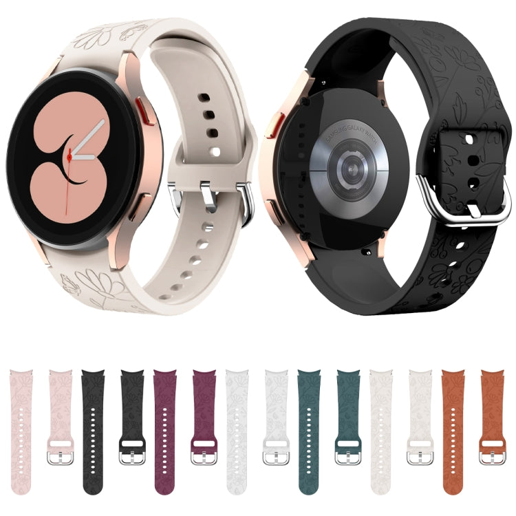 For Samsung Galaxy Watch 6 Butterfly Flower Embossed Silicone Watch Band(Light Grey)