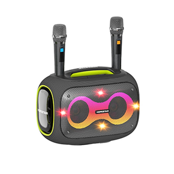 HOPESTAR Party Box 120W Karaoke Bluetooth Speaker with 2 Microphones(Grey)