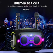 HOPESTAR Party Box 120W Karaoke Bluetooth Speaker with 2 Microphones(Grey)