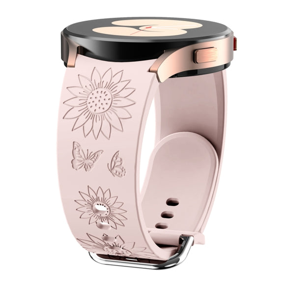For Samsung Galaxy Watch 6 Sunflower Pattern Embossed Silicone Watch Band(Pink)