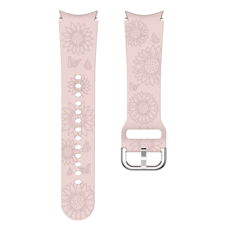 For Samsung Galaxy Watch 6 Sunflower Pattern Embossed Silicone Watch Band(Pink)