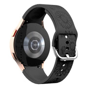 For Samsung Galaxy Watch 6 Sunflower Pattern Embossed Silicone Watch Band(Black)